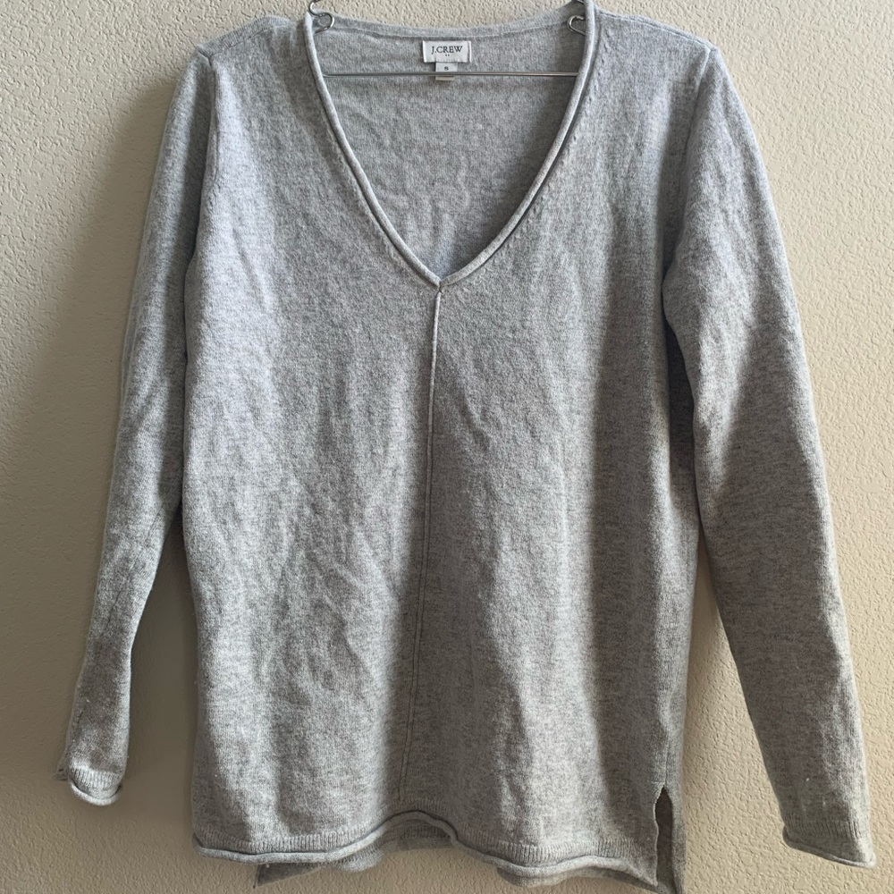 J.Crew Gray V Neck Tunic Sweater